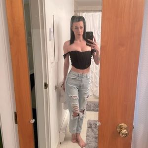 Off the shoulder corset crop top.  WORN ONCE!